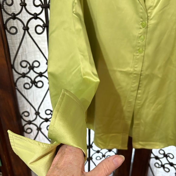 Wild Fable Satin Lime Button-Up Blouse - Picture 7 of 7